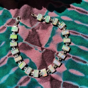 Opal stone, sterling silver bracelet, beautiful colors!